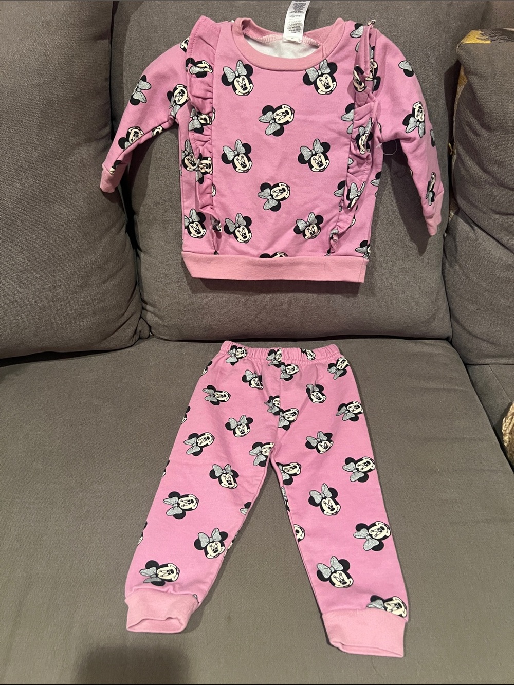 Disney Pink Minnie Mouse Ruffle Two-Piece Pajama Set